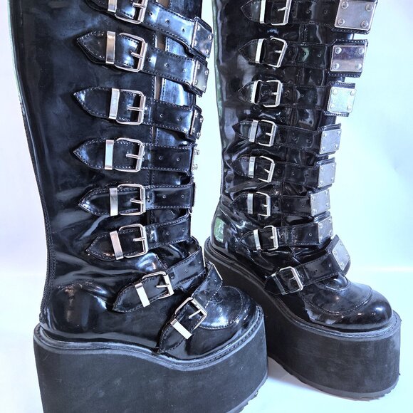 SOLD ON DEPOP Black Platform Buckle Boots Demonia Wide calf - Picture 3 of 7